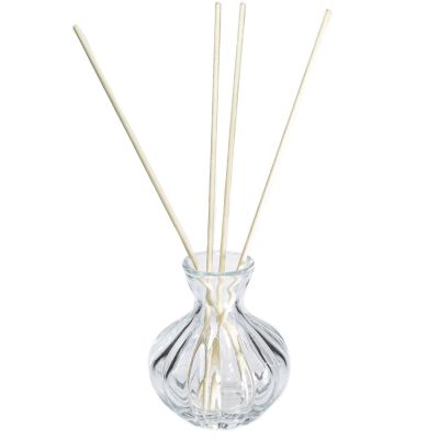 Unique Design Engraving Clear Empty 100ml Vase Diffuser Glass Bottle With Rattan Sticks