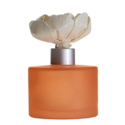 Customized OEM Orange Cylinder Empty Round Diffuser Bottle 200ml For Home Decor