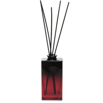 Good Price 150ml Flat Square Red Colored Diffuser Bottles Aroma Glass bottle with Sticks
