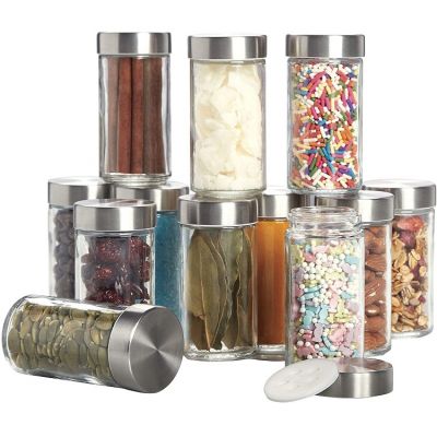 Empty Glass Spice Jars, 3 Ounce, Silver Cap