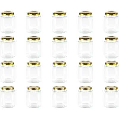 10 oz Hexagon Jars,Clear Glass Jars With Lids(Golden),Mason Jars For Honey,Foods,Jams,Liquid,Herb Jars Spice Jars Canning Jars For Storage