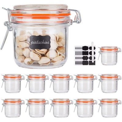 Glass Spice Jars With Airtight Lids,Encheng 7 oz Mason Jars,Glass Jars With Leak Proof Rubber Gasket 200ml