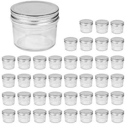 Spice Jars Bottles,4oz Glass Jars With Lids(Silver),Mason Jars,glass jars with lids