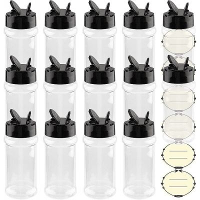 3 oz Clear Glass Spice Jar with Shaker Lids and Labels