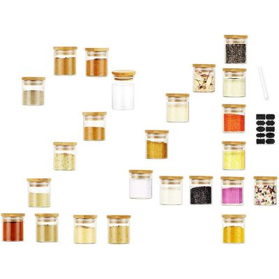 Spice Jars with Bamboo Lids, 2.6OZ Glass Spice Jars