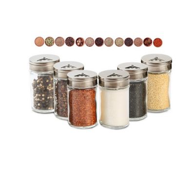 Glass seasoning bottle seasoning bottle seasoning pot stainless steel rotating lid kitchen utensils pepper shaker barbecue set