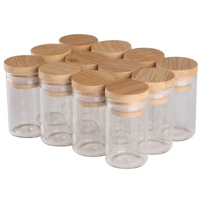 20ml 30*50mm Transparent Glass Bottles Jars Vials Terrarium with Bamboo Lids for Art Crafts Wedding Favors