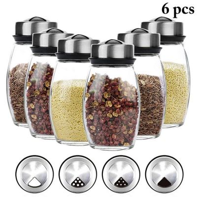 Glass Spice Jar Rotating Cover Salt Sugar Bottle Multi-purpose Spice Pepper Shaker Seasoning Can Kitchen Gadgets