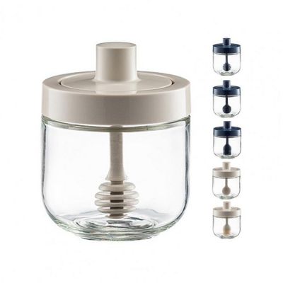 One-piece Design Glass Seasoning Jar Smooth Edge Multi-Purpose Spice Bottle Household Oil Brush Honey Food Storage Container