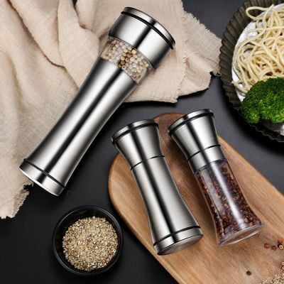 Kitchen Tool Pepper Grinder 304 Stainless Steel Manual Glass Grinder Black Pepper Pepper Salt Coffee Spice Bottle