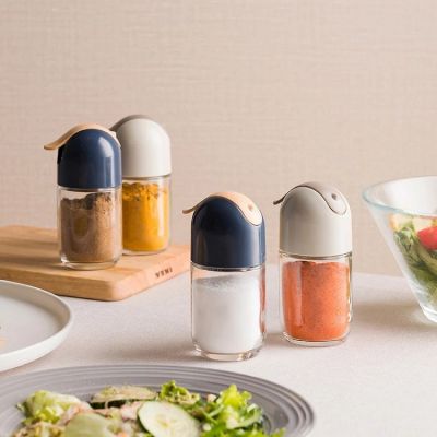 Glass Spice Box Push To Open Spice Jar Pepper Seasoning Jar Kitchen Supplies Home Salt Shaker Storage Container