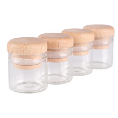 5pcs 10ml 30*30mm Mini Glass Bottles Glass Jars with Solid Wood Caps Spice Jars Glass Vials Glass vessels Potion Bottles