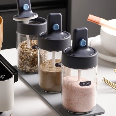 Glass Spice Jars rack Organizer With Lid label Salt Pepper Shakers Set Seasoning Organizer Herbs Soy Sauce Kitchen Oil Bottle