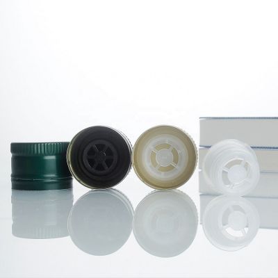 Stocked Black Green Color Tamper- Evident Pourer Caps 31.5*24mm Aluminium Plastic Cap for Olive Oil Bottle