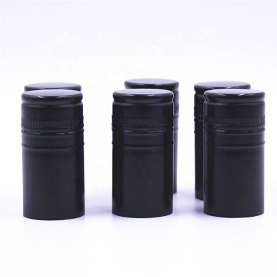 Stocked 30*60mm plain black color saranex sarantin PE liner aluminium wine bvs bottle screw caps