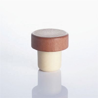 31.5 19.5 mm synthetic cork with wooden cap bottle stopper T ship bar cork for spirits liquor gin rum glass bottles