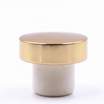 T shape aluminum wine spirits wooden plastic top cap synthetic cork bottle stopper