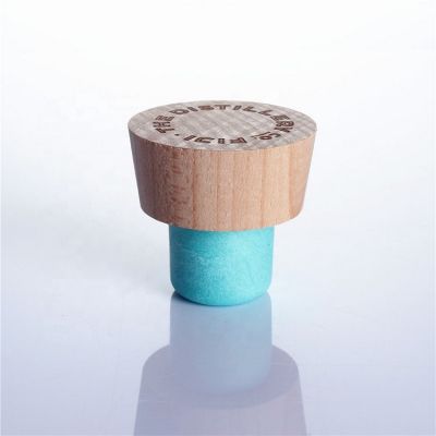 T shape aluminum wooden plastic wine spirits bottle top cap liquor synthetic cork stopper bar top cap with blue color