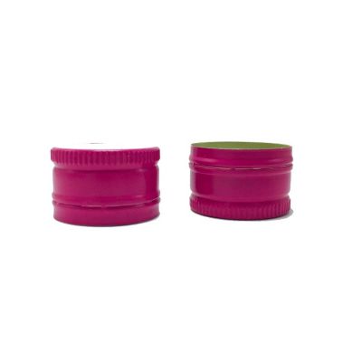 Pink aluminium ropp cap for 28mm glass bottle custom logo aluminium screw lids bottle caps closures