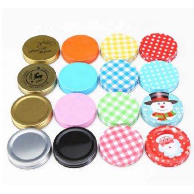 Manufacture OEM customized color logo printing 70mm diameter metal iron lid for glass bottle jar