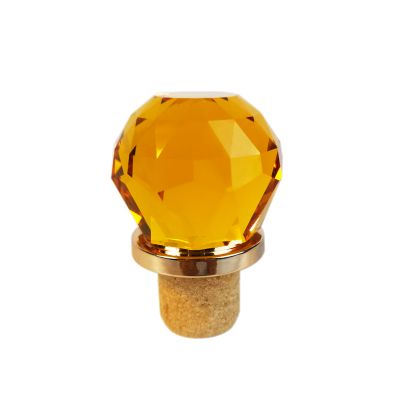 Food grade yellow crystal oak polymer aluminum wine bottle stopper anti-theft lid