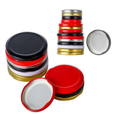 Warehouse Stock Tin plate Lid For Mason Jar Honey Storage Jar Food Grade Rubber Pad Full Color Canning Lids 70mm 80mm