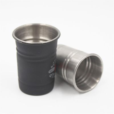 Stocked 50ml 30ml Cup Shot Liquor Whiskey Threaded Stainless Steel Caps Eco-friendly Vodka Metal Cap for 500ml 750ml Bottle