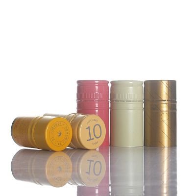 Stock 30*60mm glossy off-set printing Top embossind and printing Saranex/Sarantin liner BVS/BVP ROPP aluminum wine screw cap