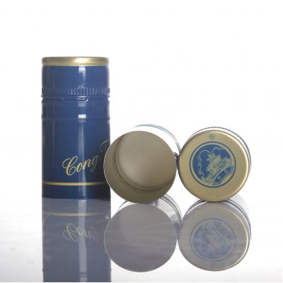 Customized logo printed 30x60mm Tin-saran BVS aluminum wine bottle twist caps