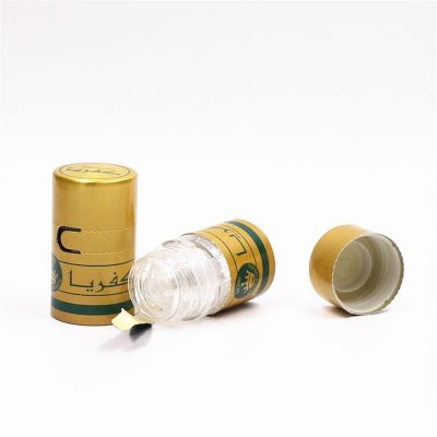 Custom 33x47mm non refillable top embossed aluminum plastic snap on end cap with tear pull
