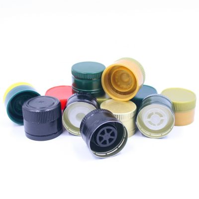 Standard stocked 31.5x24mm black green gold color olive oil cap with plastic insert for olive oil glass bottle