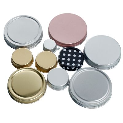 Custom Wholesale Aluminum Metal Mason Jar Canning Jar Water Bottle Screw lid Cover Cap closure