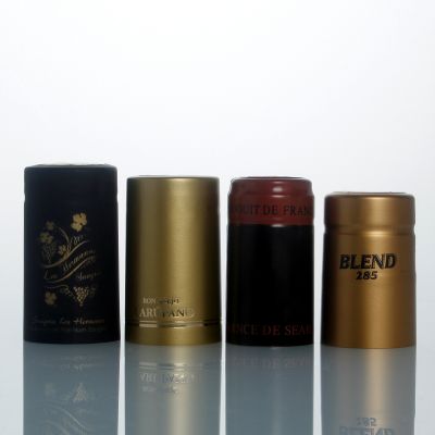 custom logo 30*60mm size PVC heat shrink capsule cap for wine vodka gin liquor spirits glass bottle