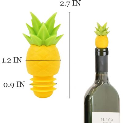 Fruit Shaped Pineapple Cute Silicone Reusable Sparkling Wine Bottle Stopper Beverage Bottle Stoppers