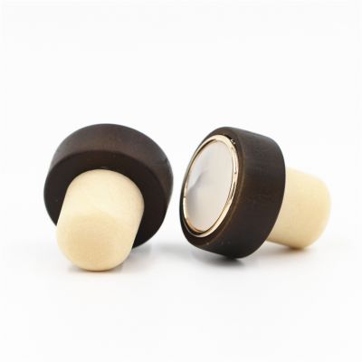 OEM LOGO Cork Stopper Wine Synthetic Cork Stoppers Custom Wooden top synthetic cork For vodka whisky gin glass bottle