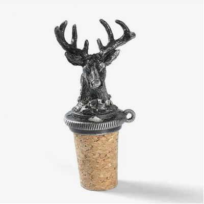 Different Carve Patterns Designs Wooden T Shape Bar Top Cap Tin Metal Silicone Deer Wine Bottle Stopper