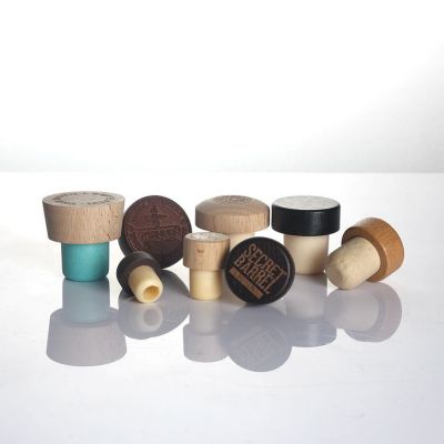 T shape cork Customized top printed whiskey bartop synthetic wooden spirits alcohol bottle stopper