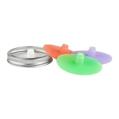 Stainless Steel Band Silicone Airlock Fermentation Pickle Lid for Wide Mason Jar