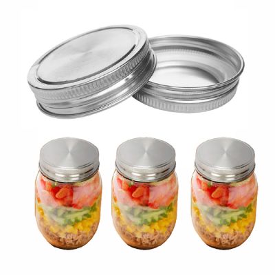 Wholesale Food Grade Stainless Steel 70mm Regular Mouth Silver Screw Mason Jar Airtight Lid