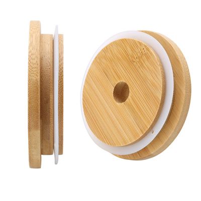 Hot Selling 86mm Wide Mouth Environmental Bamboo Straw Lid For Cans
