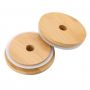 Food Grade Regular Mouth 70mm Glass Mason Jar Bamboo Lids and Straw Hole