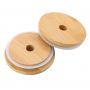 Food Grade Regular Mouth 70mm Glass Mason Jar Bamboo Lids and Straw Hole