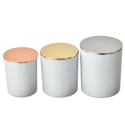 7 oz 10 oz 15 oz round lidded Frosted white candlesticks oil tin Aromatherapy wax glass candle jar