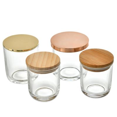 200ml 300ml 7 oz. 10 oz. Round arc transparent glass candle jar scented wax glass candlestick with lid
