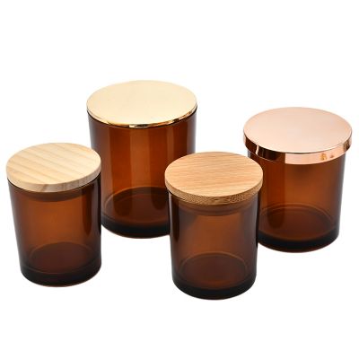 7 oz 8 oz 10 oz 15 oz amber candle jar Glass candlestick candle container with lid box