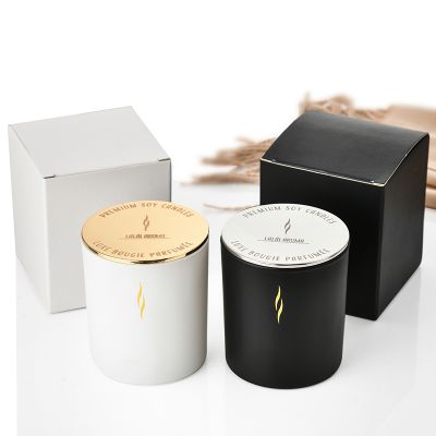 200 ml 320 ml 440 ml frosted black candle jar Glass candlestick Empty jar for making candles Wood lid metal lid custom logo