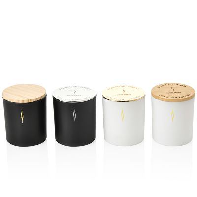 200ml 320ml 440ml luxury round lidded Frosted white candlesticks oil tin Aromatherapy wax glass candle jar customized LOGO