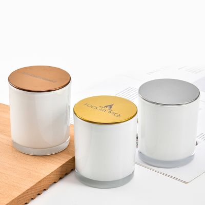 Luxury Matte White Empty Glass Jars Painted Inside For Candles Soy Scented With Flat Mirror Lid