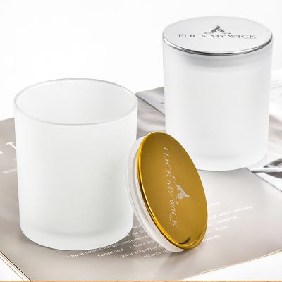 Factory Direct Wholesale Gifts Glass Candle Jars With Custom Logo Flat Sealed Metal Lid