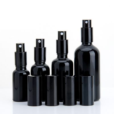 Black Smooth Glass Bottle Pressure Toner Spray Bottle Cosmetics Spray Bottle